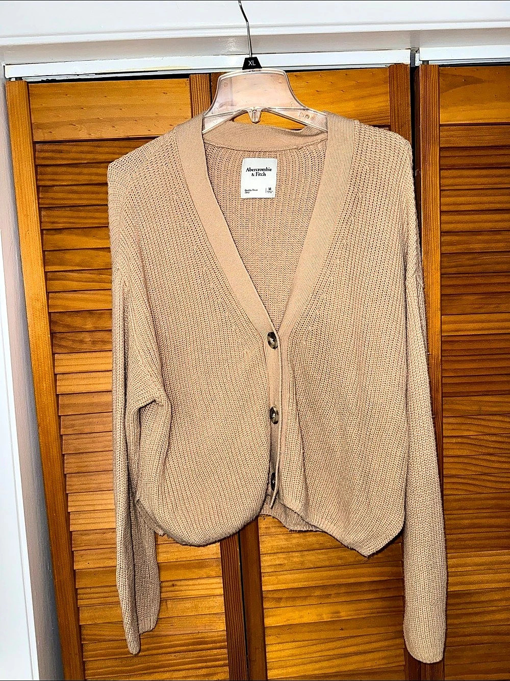 Abercrombie & Fitch Cameron Textural Stitch Cardigan Brown Medium